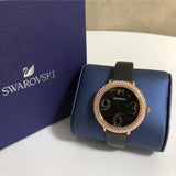 Swarovski Crystal Frost Black Dial Black Leather Strap Watch for Women - 5484058 Buy Now By Swarovski
