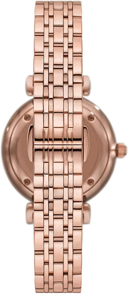 Emporio Armani Gianni T-Bar Crystals Silver Dial Rose Gold Steel Strap Watch For Women - AR11446 Buy Now By Emporio Armani