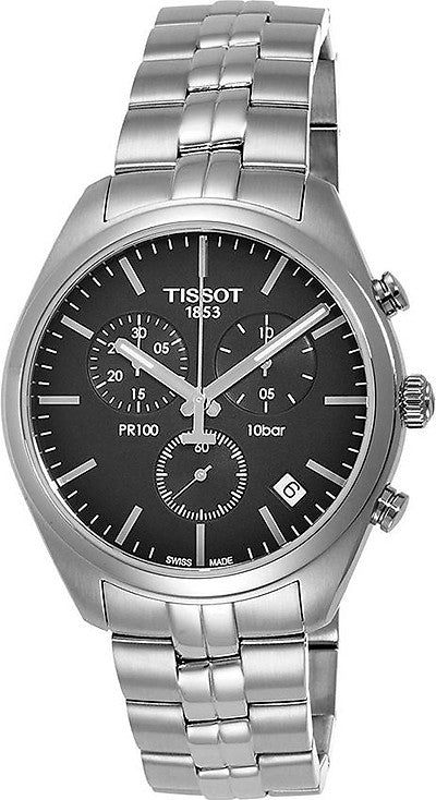 Tissot T Classic PR 100 Chronograph Black Dial Silver Steel Strap Watch for Men - T101.417.11.051.00 Buy Now By Tissot
