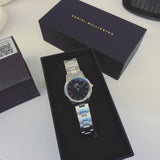 Daniel Wellington Iconic Link Black Dial Silver Steel Strap Watch For Women - DW00100208 Buy Now By Daniel Wellington