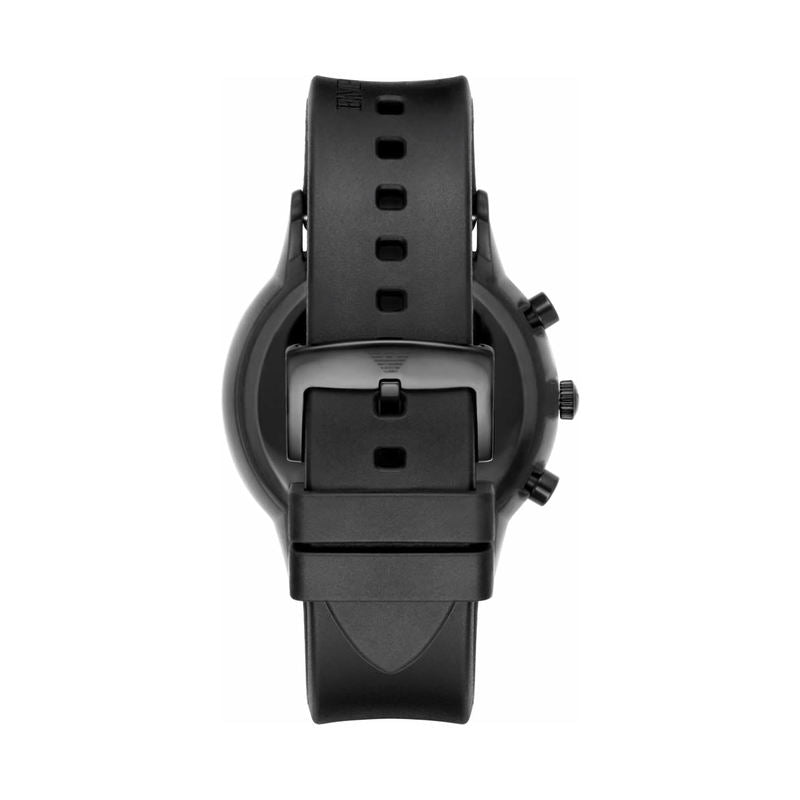 Emporio Armani Chronograph Quartz Silver Dial Black Rubber Strap Watch For Men - AR11048 Buy Now By Emporio Armani