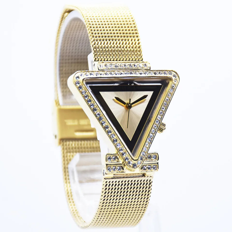 Guess Fame Diamonds Gold Dial Gold Mesh Bracelet Watch for Women - GW0508L2 Buy Now By Guess