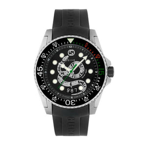 Gucci Dive Quartz Kingsnake Black Dial Black Rubber Strap Watch For Men - YA136217 Buy Now By Gucci