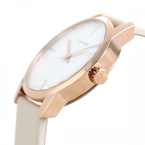 Calvin Klein City Silver Dial White Leather Strap Watch for Women - K2G236X6 Buy Now By Calvin Klein