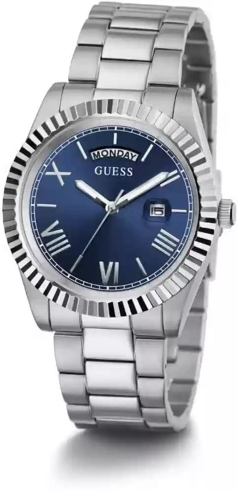 Guess Connoisseur Blue Dial Silver Steel Strap Watch for Men - GW0265G7 Buy Now By Guess