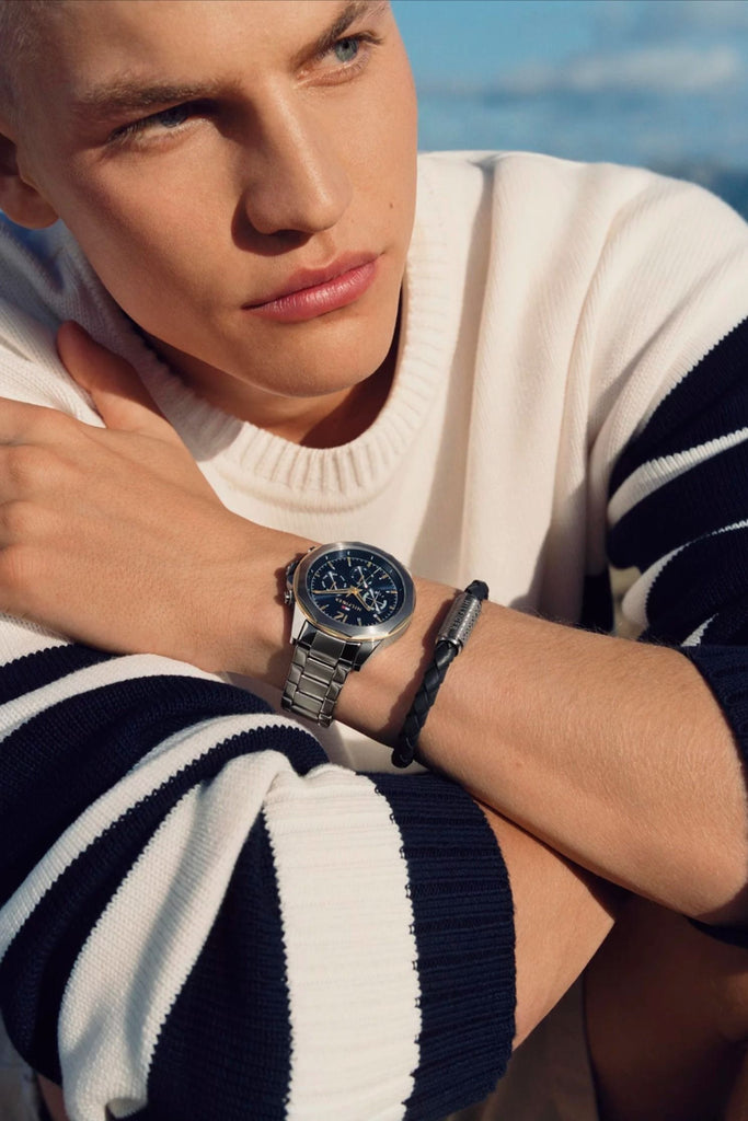 Tommy Hilfiger Lars Chronograph Blue Dial Silver Steel Strap Watch For Men - 1792059 Buy Now By Tommy Hilfiger