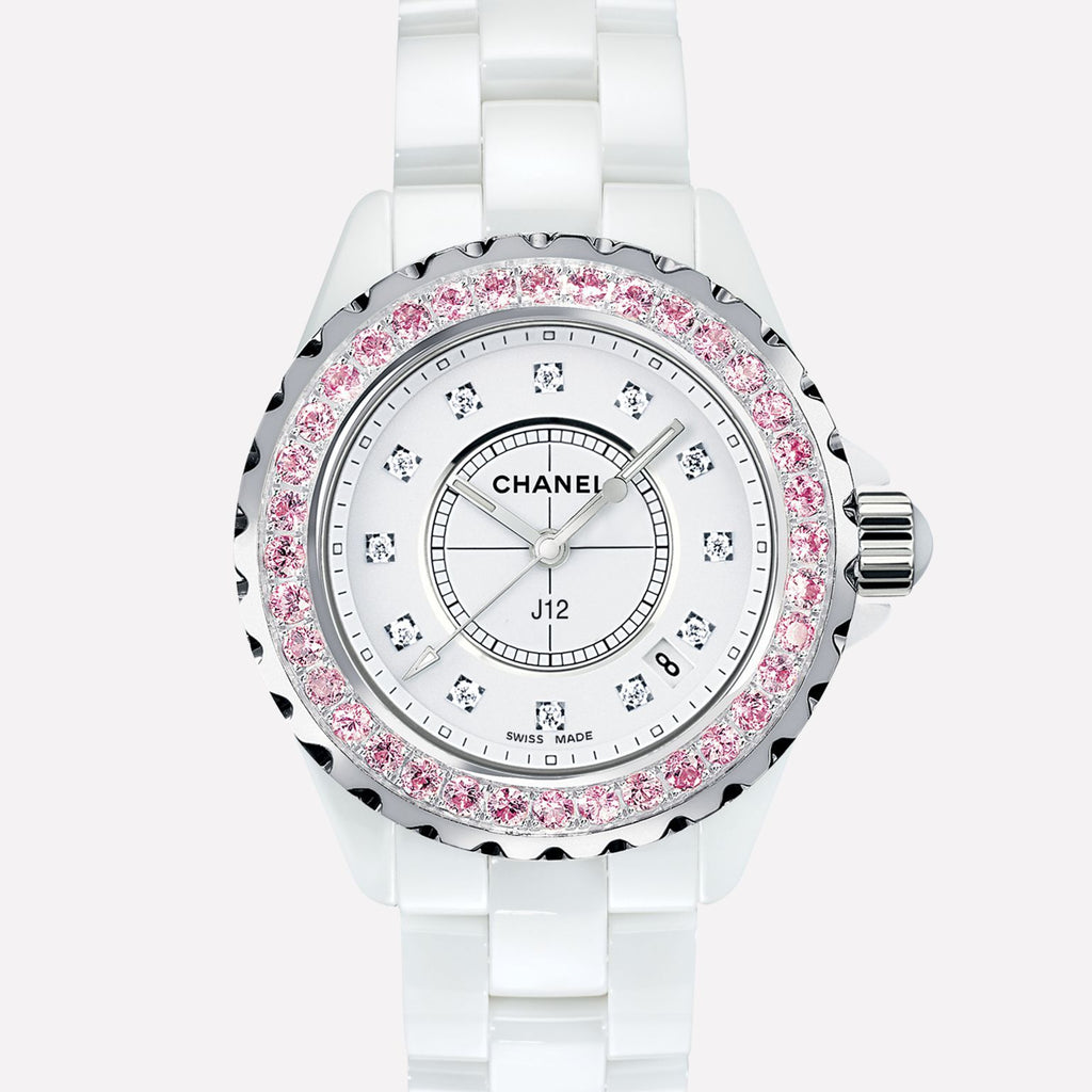 Chanel J12 Quartz Diamonds Mother of Pearl White Dial White Steel Strap Watch for Women - J12 H3243 Buy Now By Chanel