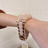 Michael Kors Tibby Chronograph Crystals Rose Gold Dial Rose Gold Steel Strap Watch For Women - MK6826 Buy Now By Michael Kors