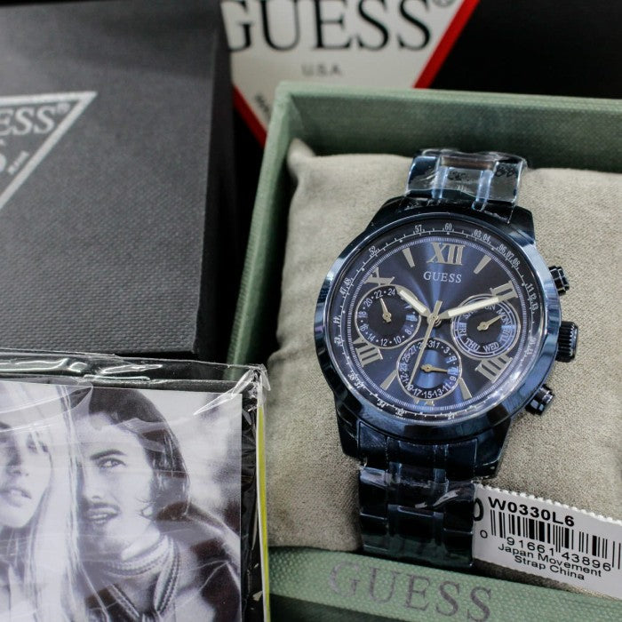 Guess Classic Multi-Function Black Dial Black Steel Strap Watch For Women - W0330L15 Buy Now By Guess