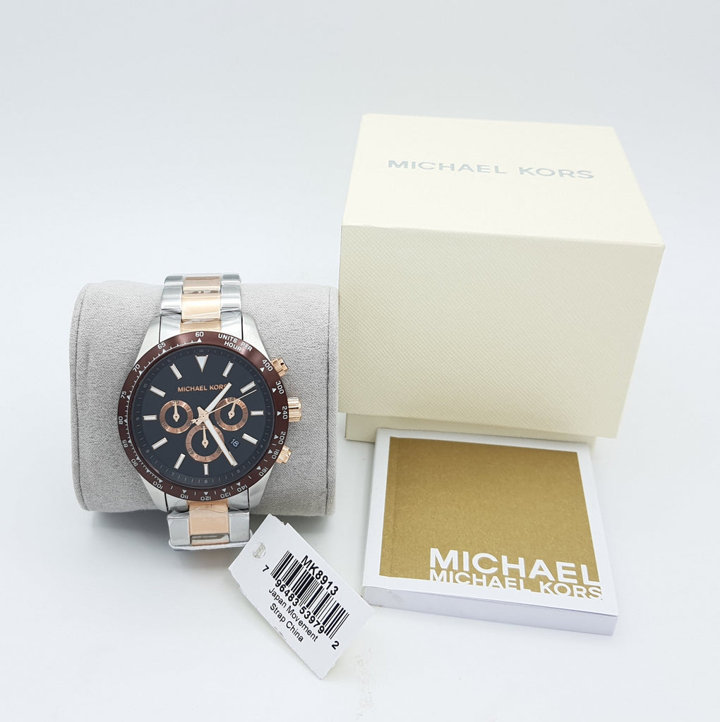 Michael Kors Layton Chronograph Black Dial Two Tone Steel Strap Watch For Men - MK8913 Buy Now By Michael Kors