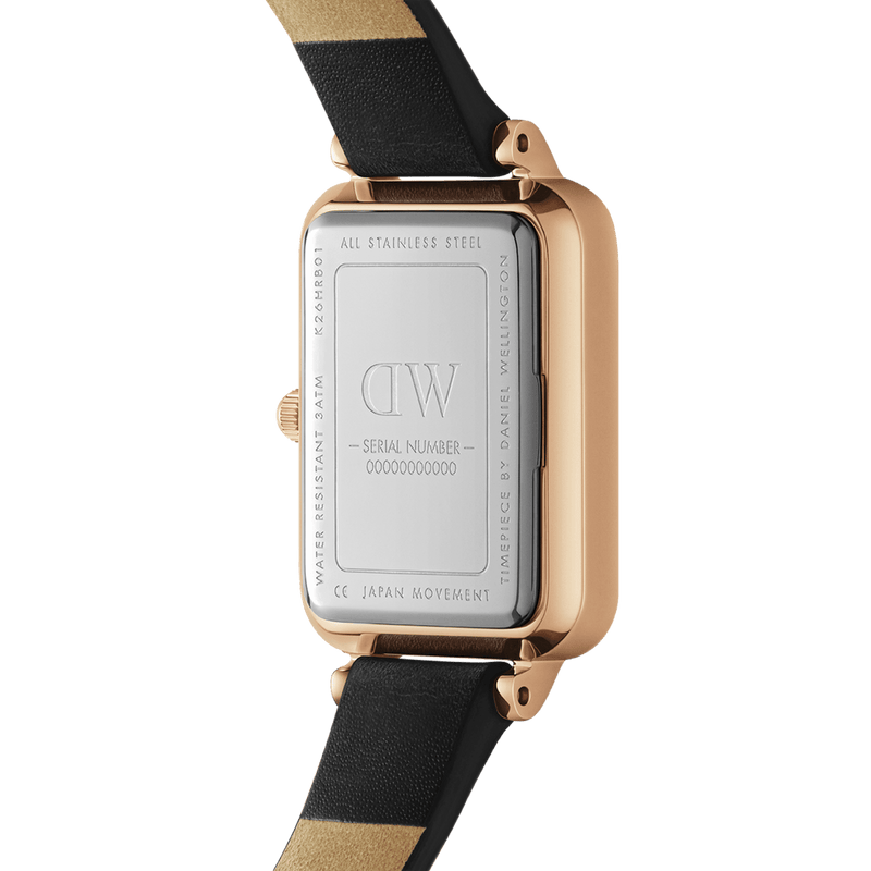 Daniel Wellington Quadro Sheffield Black Dial Black Leather Strap Watch For Women - DW00100435 Buy Now By Daniel Wellington
