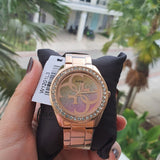 Guess G Twist Diamonds Rose Gold Dial Rose Gold Steel Strap Watch For Women - W1201L3 Buy Now By Guess