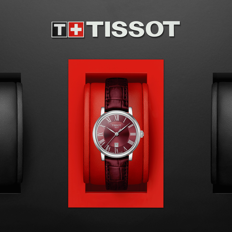 Tissot Carson Premium Lady Maroon Dial Maroon Leather Strap Watch For Women - T122.210.16.373.00 Buy Now By Tissot