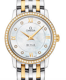 Omega De Ville Prestige Quartz Diamonds Mother of Pearl Dial Two Tone Steel Strap Watch for Women - 424.25.27.60.55.001 Buy Now By Omega