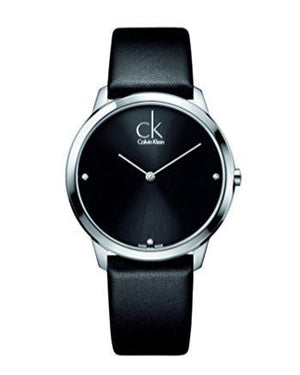 Calvin Klein Minimal Diamonds Black Dial Black Leather Strap Watch for Men - K3M211CS Buy Now By Calvin Klein