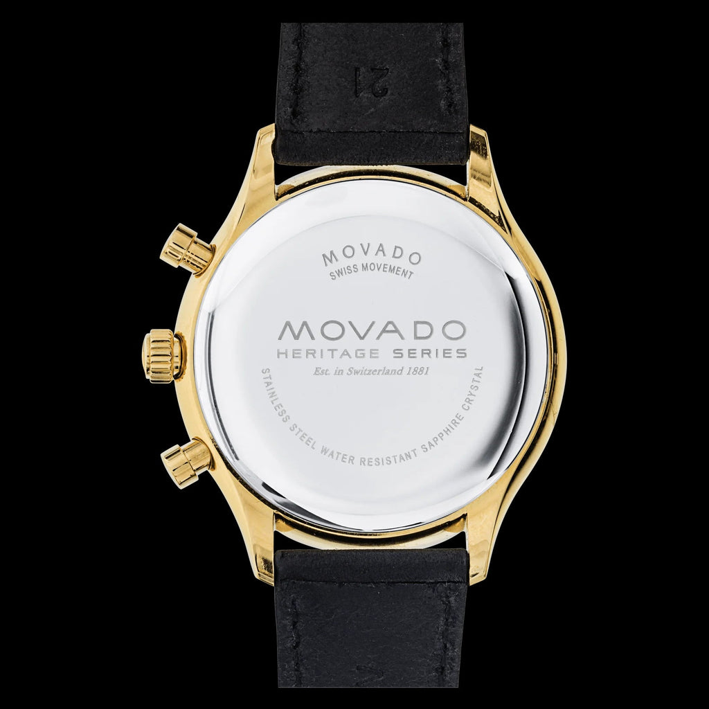 Movado Heritage Chronograph Calendoplan Blue Dial Black Leather Strap Watch for Men - 3650006 Buy Now By Movado