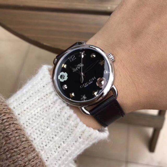 Coach Delancey Black Dial Black Leather Strap Watch for Women - 14502780 Buy Now By Coach