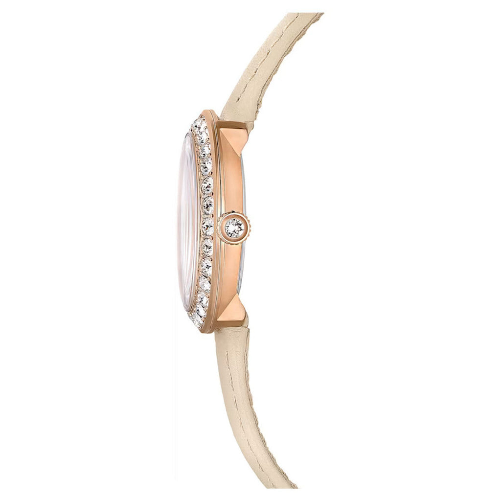 Swarovski Certa Crystals Silver Dial Beige Leather Strap Watch for Women - 5672968 Buy Now By Swarovski