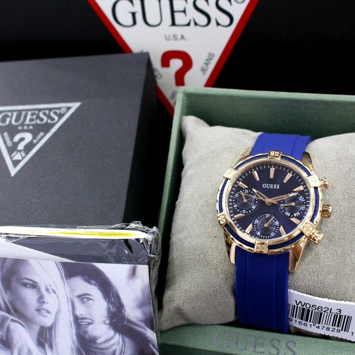 Guess Analog Quartz Blue Dial Blue Rubber Strap Watch For Women - W0562L3 Buy Now By Guess