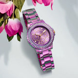 Guess Crown Jewel Diamonds Purple Dial Purple Steel Strap Watch for Women - GW0410L4 Buy Now By Guess