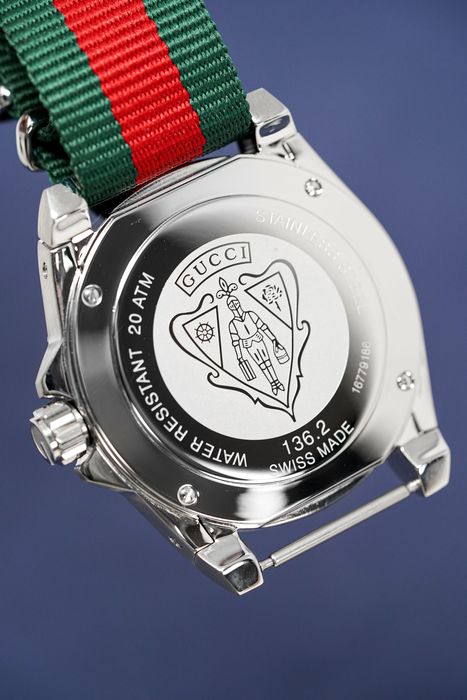 Gucci Dive Black Dial Two Tone NATO Strap Watch For Men - YA136206 Buy Now By Gucci