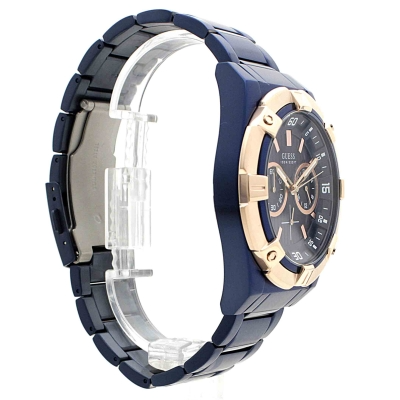 Guess Jolt Analog Blue Dial Blue Steel Strap Watch for Men - W0377G4 Buy Now By Guess