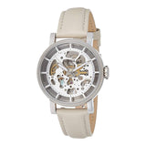 Fossil Boyfriend Automatic Skeleton Silver Dial White Leather Strap Watch for Women - ME3069 Buy Now By Fossil