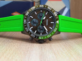 Fossil Bannon Chronograph Grey Dial Green Silicone Strap Watch for Men - BQ2501 Buy Now By Fossil