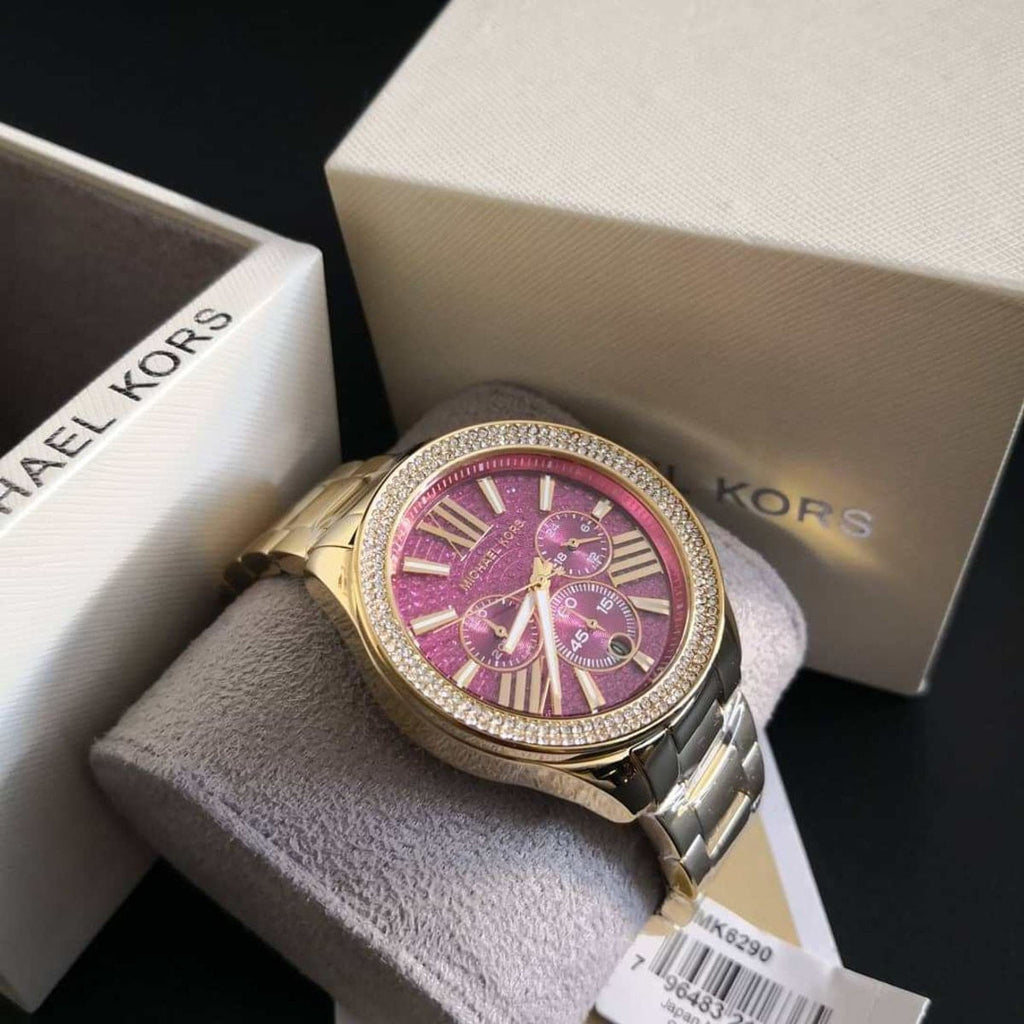 Michael Kors Wren Purple Dial Gold Steel Strap Watch for Women - MK6290 Buy Now By Michael Kors