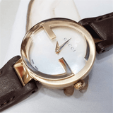 Gucci G Interlocking Mother of Pearl Dial Brown Leather Strap Watch For Women - YA133516 Buy Now By Gucci