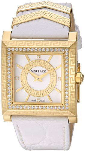 Versace DV25 Diamonds White Dial White Leather Strap Watch For Women - VQF060015 Buy Now By Versace