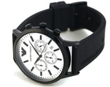 Emporio Armani Chronograph Quartz Silver Dial Black Rubber Strap Watch For Men - AR11048 Buy Now By Emporio Armani