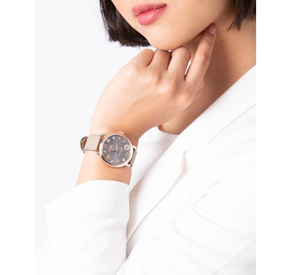 Coach Delancey Grey Dial Grey Leather Strap Watch For Women - 14502797 Buy Now By Coach