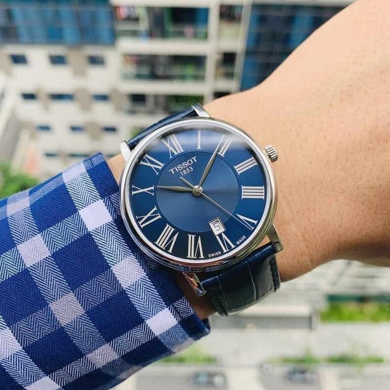 Tissot Carson Premium Blue Dial Blue Leather Strap Watch For Men - T122.410.16.043.00 Buy Now By Tissot