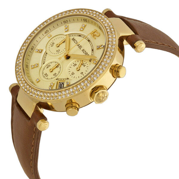 Michael Kors Parker Champagne Gold Dial Brown Leather Strap Watch for Women - MK2249 Buy Now By Michael Kors