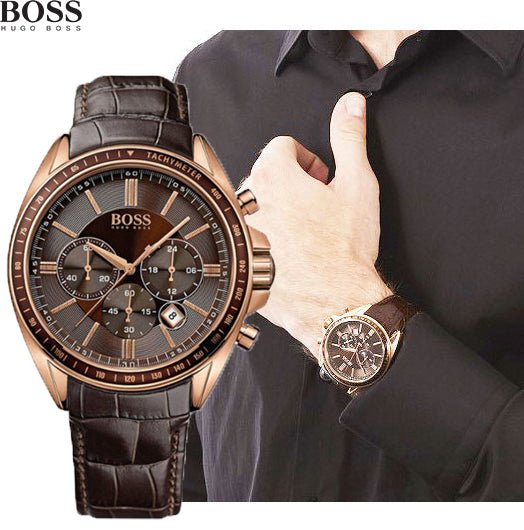 Hugo Boss Driver Sport Chronograph Brown Dial Brown Leather Strap Watch for Men - 1513093 Buy Now By Hugo Boss