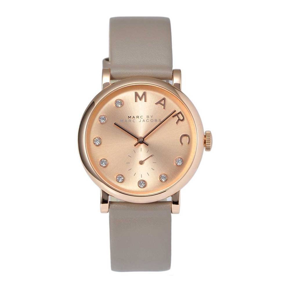 Marc Jacobs Baker Rose Gold Dial Grey Leather Strap Watch for Women - MBM1400 Buy Now By Marc Jacobs