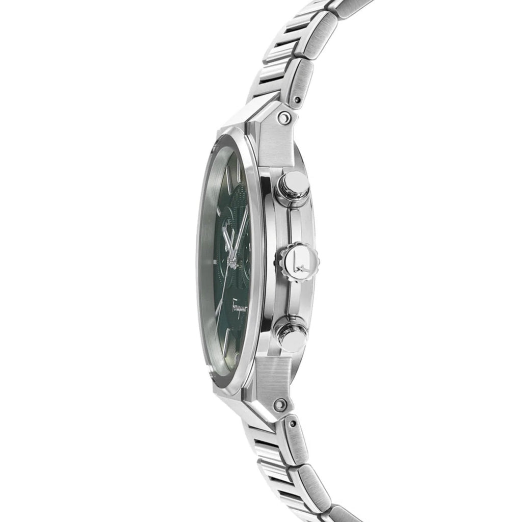Salvatore Ferragamo Sapphire Chrono Green Dial Silver Steel Strap Watch for Men - SFME00421 Buy Now By Salvatore Ferragamo