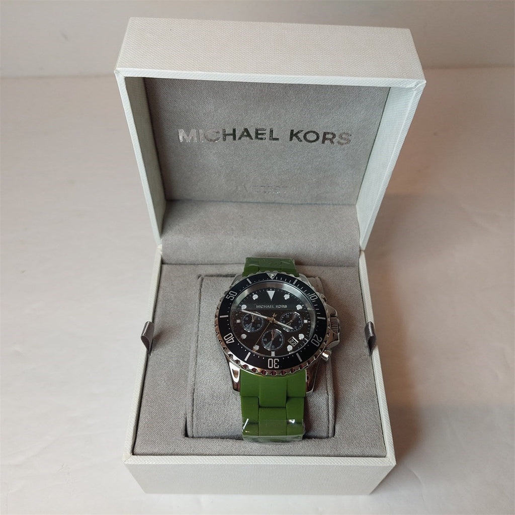 Michael Kors Everest Chronograph Black Dial Green Silicone Strap Watch For Men - MK8981 Buy Now By Michael Kors