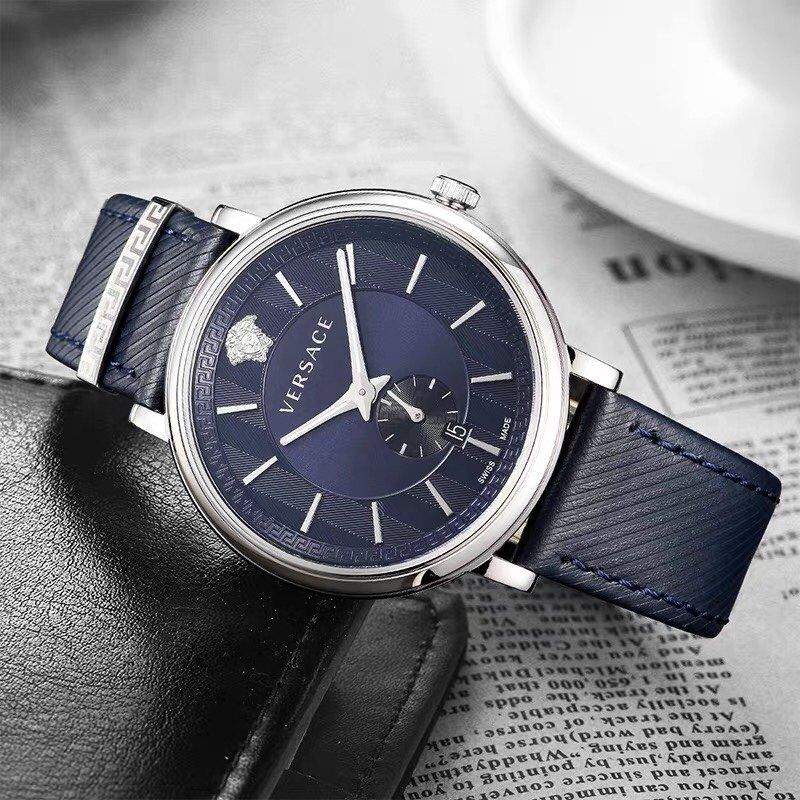 Versace Menifesto Quartz Blue Dial Blue Leather Strap Watch For Men - VBQ01017 Buy Now By Versace