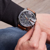 Diesel Mega Chief Chronograph Black Dial Brown Leather Strap Watch For Men - DZ4343 Buy Now By Diesel