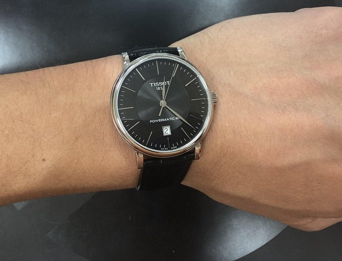 Tissot Carson Premium Powermatic 80 Black Dial Black Leather Strap Watch For Men - T122.407.16.051.00 Buy Now By Tissot