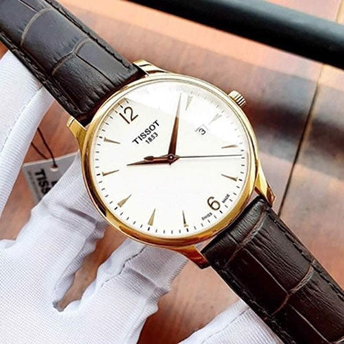 Tissot T Classic Tradition White Dial Brown Leather Strap Watch For Men - T063.610.36.037.00 Buy Now By Tissot