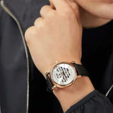 Emporio Armani Meccanico Skeleton Silver Dial Black Leather Strap Watch For Men - AR60031 Buy Now By Emporio Armani