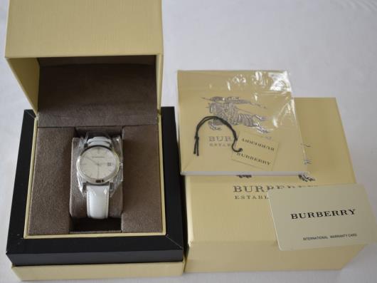 Burberry The City White Dial White Leather Strap Watch for Women - BU9128 Buy Now By Burberry