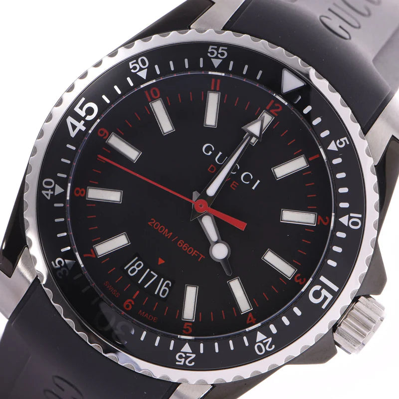 Gucci Dive Quartz Black Dial Black Rubber Strap Watch For Men - YA136303 Buy Now By Gucci