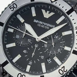 Emporio Armani Diver Chronograph Black Dial Black Steel Strap Watch For Men - AR80050 Buy Now By Emporio Armani