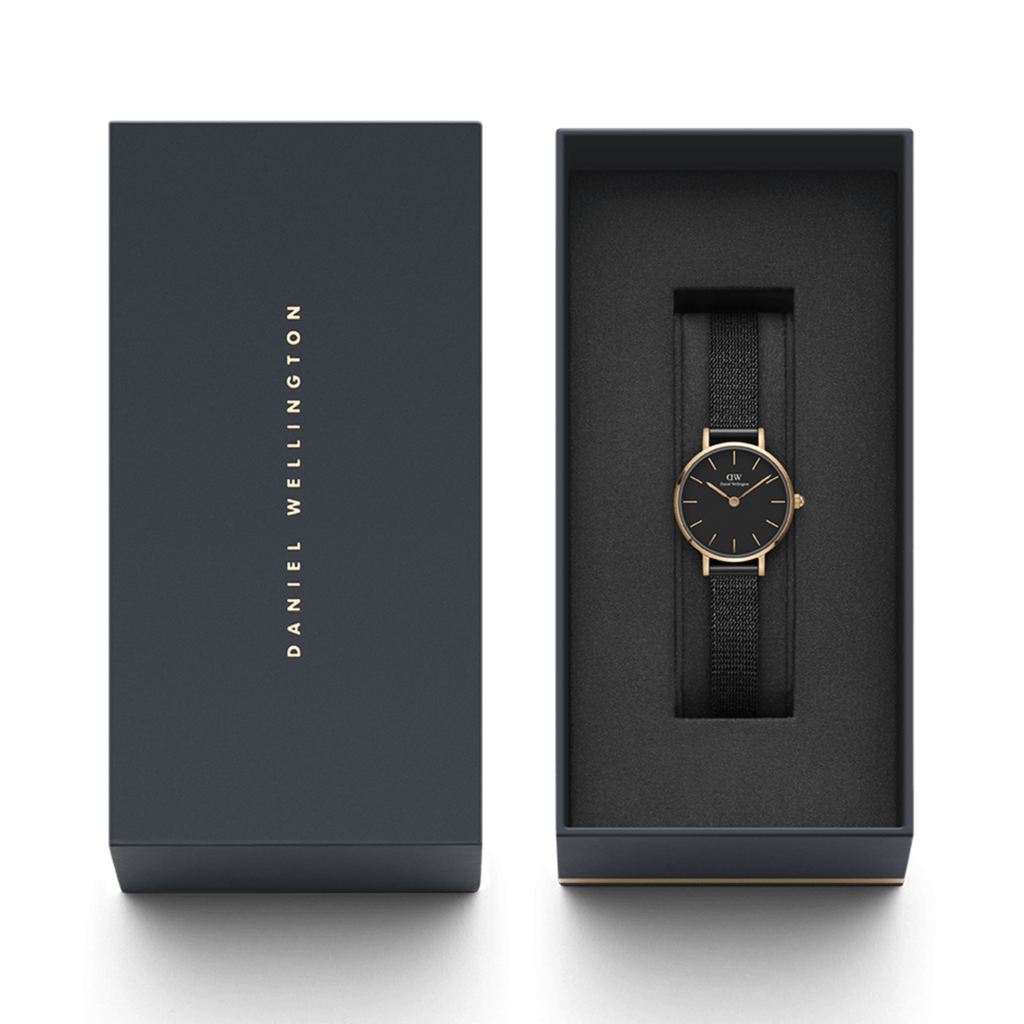 Daniel Wellington Classic Petite Pressed Ashfield Black Dial Black Mesh Bracelet Watch For Women - DW00100441 Buy Now By Daniel Wellington