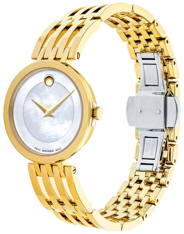 Movado Esperanza 28mm Mother of Pearl Dial Gold Steel Strap Watch For Women - 0607054 Buy Now By Movado
