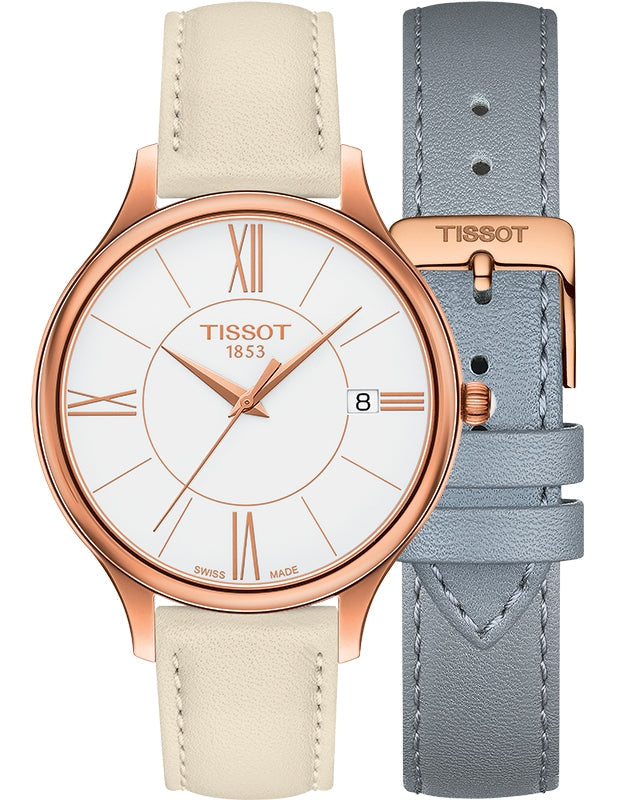 Tissot T Lady Bella Ora Round White Dial Beige Leather Strap Watch For Women - T103.210.36.018.00 Buy Now By Tissot